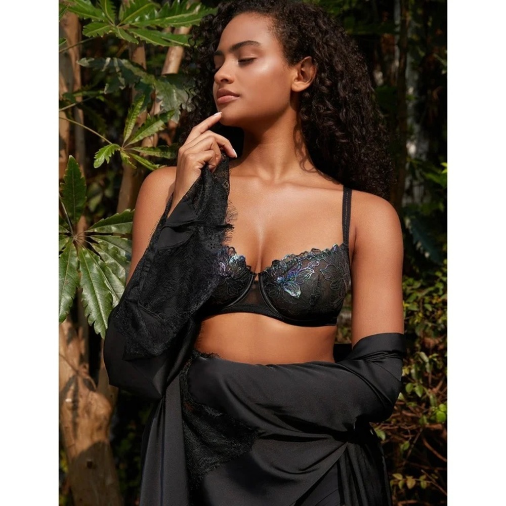 BNWT Deyllo Sexy Lace Non Padded Mesh Underwire Demi Unlined Balconette Bra 36B